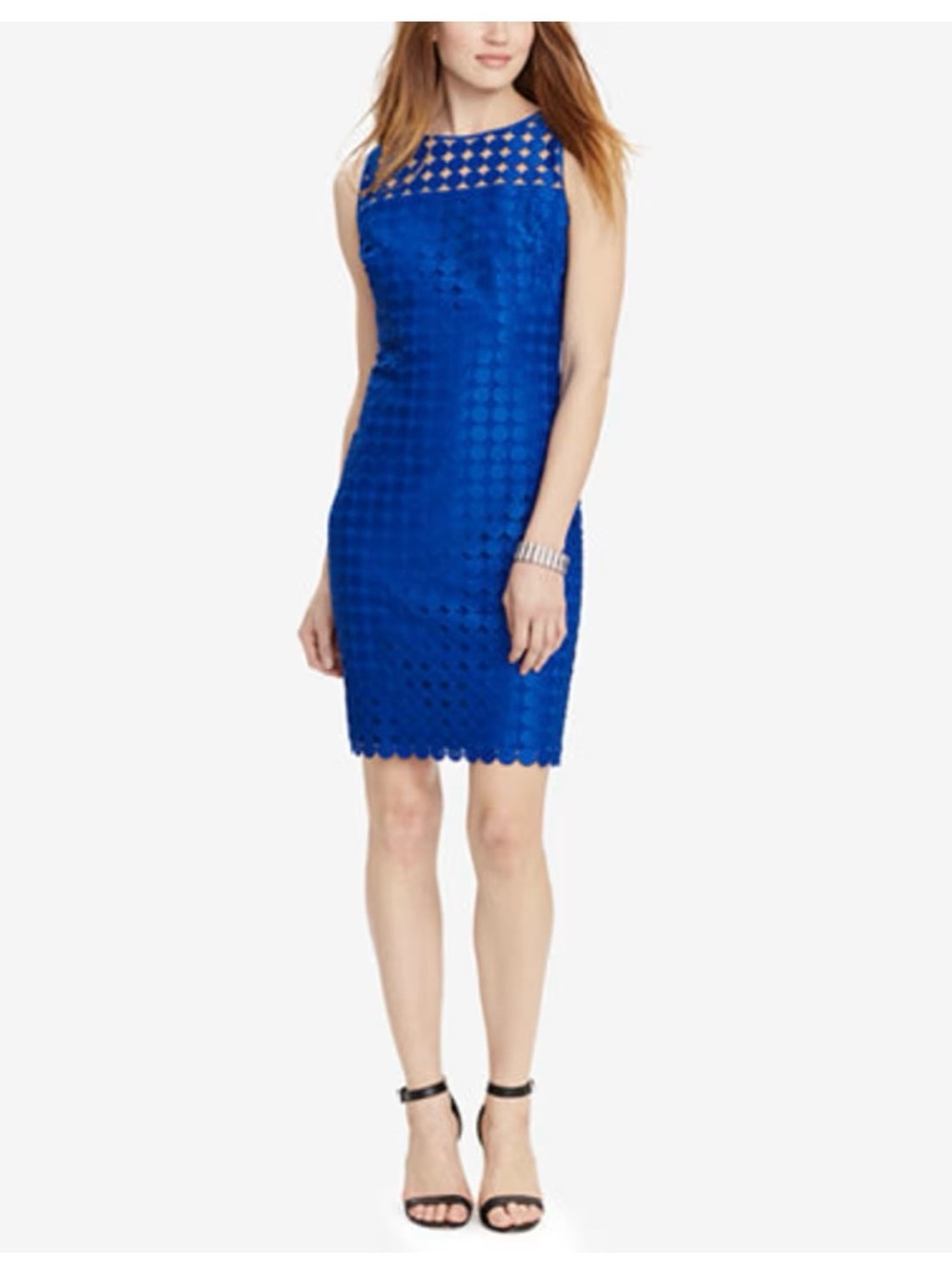 Ralph Lauren Cobalt Blue Sleeveless Lace Sheath Dress